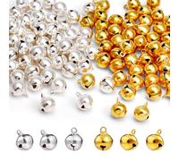 Naler Petites Clochettes 120 pcs Grelots Clochettes Noël pour Décoration de Noël Jingle Bells en Or et en Argent pour Couture
