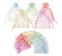 Naler Sachet Organza pour Dragées Lavande Vide 20pcs Sachet Tulle pour Cadeaux 10 * 14cm Pochette Organza pour Bijoux