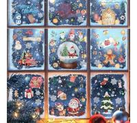 Naler Stickers Noel Fenetre Reutilisable, 12 Feuilles Deco Fenetre Noel Amovible en PVC, 20x30cm, Deco Vitre Noel pour Magasin Vitrine, Porte, Miroir, Verre, Réfrigérateur