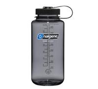 Nalgene Sustain Tritan Bouteille d'eau sans BPA fabriquée avec un matériau dérivé de 50% de déchets plastiques, 1L, large ouverture, gris avec couvercle noir