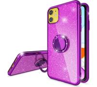 NALIA 360° Anneau Étui pour téléphone portable pour iPhone 11, paillettes Silicone Protection Case TPU Cover Lila