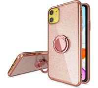 NALIA 360° Anneau Étui pour téléphone portable pour iPhone 11, paillettes Silicone Protection Etui TPU Couverture Or Rose