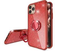 NALIA 360° Anneau Étui pour téléphone portable pour iPhone 11 Pro, paillettes en silicone Housse de protection rouge