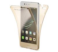 NALIA 360-Degrés Coque Compatible avec Huawei P9 Lite 2016, Protection Tout Round Housse Silicone Portable Full-Cover, Transparent Case Écran Integrale, Ultra-Fine Souple Slim Bumper Etui - Gold Or