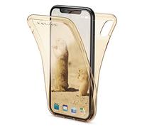NALIA 360-Degrés Coque Compatible avec iPhone XS Max, Protection Tout Round Housse Silicone Portable Full-Cover, Transparent Case Écran Integrale, Fine Souple Slim Bumper Etui, Couleur:Gold Or