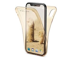 NALIA 360-Degrés Coque Compatible avec iPhone XS Max, Protection Tout Round Housse Silicone Portable Full-Cover, Transparent Case Écran Integrale, Fine Souple Slim Bumper Etui, Couleur:Gold Or