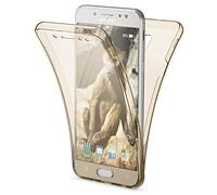 NALIA 360-Degrés Coque Compatible avec Samsung Galaxy J5 2017 (EU), Protection Tout Round Housse Silicone Full-Cover, Transparent Case Écran Integrale, Fine Souple Bumper Etui, Couleur:Gold Or