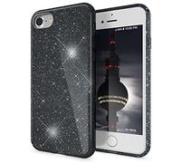 NALIA Bling Housse Compatible avec iPhone SE 2022 / SE 2020 / iPhone 8 / iPhone 7 Coque, Glitter Case Brillante Cover Silicone Gel, Anti-Choc Bumper Protege Strass Paillettes Etui, Couleur:Noir
