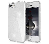 NALIA Bling Housse Compatible avec iPhone SE 2022 / SE 2020 / iPhone 8 / iPhone 7 Coque, Glitter Case Brillante Cover Silicone Gel, Anti-Choc Bumper Protege Strass Paillettes Etui, Couleur:Argent