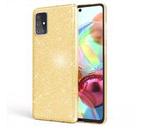 NALIA Brillante Housse Compatible avec Samsung Galaxy A71 Coque, Glitter Case Bling Cover Telephone Portable Protection, Anti-Choc Bumper Etui Strass Couverture Protege Paillettes, Couleur:Gold Or