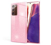 NALIA Brillante Housse Compatible avec Samsung Galaxy Note 20 Coque, Glitter Case Bling Cover Telephone Portable Protection, Anti-Choc Bumper Etui Couverture Protege Paillettes, Couleur:Pink Rose