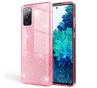 NALIA Brillante Housse Compatible avec Samsung Galaxy S20 FE Coque, Glitter Case Bling Cover Telephone Portable Protection, Anti-Choc Bumper Etui Couverture Protege Paillettes, Couleur:Pink Rose