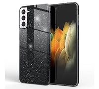 NALIA Brillante Housse Compatible avec Samsung Galaxy S21 Coque, Glitter Case Bling Cover Telephone Portable Protection, Anti-Choc Bumper Etui Strass Couverture Protege Paillettes, Couleur:Noir