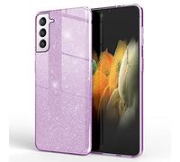 NALIA Brillante Housse Compatible avec Samsung Galaxy S21 Coque, Glitter Case Bling Cover Telephone Portable Protection, Anti-Choc Bumper Etui Strass Couverture Protege Paillettes, Couleur:Lilas