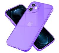 NALIA Clair Housse Néon Compatible avec iPhone 12 Coque, Transparent Coloré Silicone Cover Mince Translucide Protection, Slim Case Anti-Choc Couverture Flexible Bumper Souple Etui, Couleur:Lilas