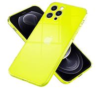 NALIA Clair Housse Néon Compatible avec iPhone 12 Pro Max Coque, Transparent Coloré Silicone Cover Mince Translucide Protection, Slim Case Anti-Choc Couverture Flexible Bumper Etui, Couleur:Jaune