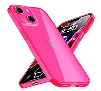 NALIA Clair Housse Néon Compatible avec iPhone 14 Coque, Transparent Coloré Silicone Cover Mince Translucide Protection, Slim Case Anti-Choc Couverture Souple Bumper Etui Flexible, Couleur:Pink Rose