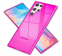 NALIA Clair Housse Néon Compatible avec Samsung Galaxy S22 Ultra Coque, Transparent Coloré Silicone Cover Mince Translucide Protection, Slim Case Anti-Choc Couverture Souple Bumper, Couleur:Pink Rose
