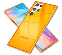 NALIA Clair Housse Néon Compatible avec Samsung Galaxy S22 Ultra Coque, Transparent Coloré Silicone Cover Mince Translucide Protection, Slim Case Anti-Choc Couverture Souple Bumper, Couleur:Orange