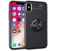 NALIA Coque Anneau pour iPhone X/XS - Support 360° & pour Support Aimanté - GRIP360 (Housse Silicone Mat) - Marque Allemande, Couleur:Noir