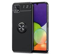 NALIA Coque Anneau pour Samsung Galaxy A22 5G - Support 360° & pour Support Aimanté - GRIP360 (Housse Silicone Mat) - Marque Allemande, Couleur:Noir