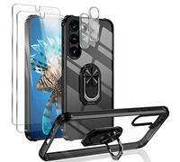 NALIA Coque Anneau pour Samsung Galaxy S23 Plus - pour Supports Magnétiques & Stand 360° - Vault (Dos Cristallin & Cadre Silicone Antichoc) - Marque Allemande
