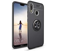 NALIA Coque avec Bague Compatible avec Huawei P20 Lite, Housse Protection Case avec 360° Ring Stand pour Support Voiture Magnetique, Fine Mince Telephone Portable Cover Etui Résistant Bumper - Noir
