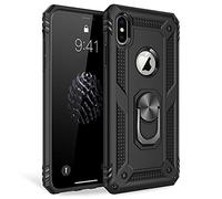 NALIA Coque avec Bague Compatible avec iPhone X XS, Anti-Choc Housse Protection pour Support de Voiture Magnetique, Anneau Rotation de 360 Degres, Cover Rigide & Silicone Bumper Case, Couleur:Noir