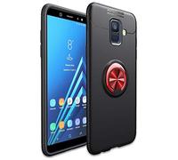 NALIA Coque avec Bague Compatible avec Samsung Galaxy A6, Housse Protection Case avec 360° Ring Stand pour Support Voiture Magnetique, Fine Mince Telephone Cover Etui Résistant, Couleur:Rouge Noir