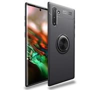 NALIA Coque avec Bague Compatible avec Samsung Galaxy Note10, Silicone Housse Protection Anneau Rotation de 360 Degres, Support de Voiture Magnetique Anti-Choc Case Slim Gel, Couleur:Noir