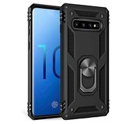 NALIA Coque avec Bague Compatible avec Samsung Galaxy S10, Anti-Choc Housse Protection pour Support de Voiture Magnetique, Anneau Rotation de 360 Degres, Cover Rigide & Silicone Bumper, Couleur:Noir