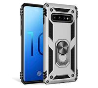 NALIA Coque avec Bague compatible avec Samsung Galaxy S10, Anti-Choc Housse Protection pour Support de Voiture Magnetique, Anneau Rotation de 360 Degres, Cover Rigide & Silicone Bumper, Couleur:Argent