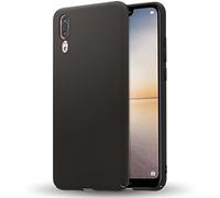 NALIA Coque Compatible avec Huawei P20, Ultra-Fine Housse Protection Rigide Slim Smart-Phone Back-Cover en Look Métal, Telephone Portable Etui Mince Hard-Case Bumper Facile, Couleur:Noir