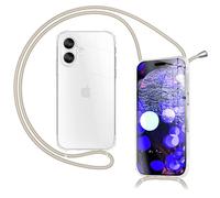 NALIA Coque Cordon pour iPhone 17 - Housse Hybride Transparente & Lanière - HANGIT Pro (Dos Anti-Jaunissement & Réglable) - Marque Allemande, Couleur:Grès Beige