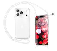 NALIA Coque Cordon pour iPhone 17 Pro - Housse Hybride Transparente & Lanière - HANGIT Pro (Dos Anti-Jaunissement & Réglable) - Marque Allemande, Couleur:Blanc Lune