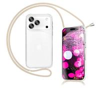 NALIA Coque Cordon pour iPhone 17 Pro Max - Housse Hybride, Grès Beige | Dos Cristallin, Mains Libres, Esprit Tranquille, Votre Accessoire Style, Airbag Invisible, HANGIT PRO