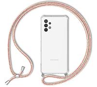 NALIA Coque Cordon pour Samsung Galaxy A13 / A13 5G - Housse Hybride Transparente & Lanière - HANGIT (Dos Anti-Jaunissement & Réglable) - Marque Allemande, Couleur:Arc-en-Ciel