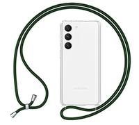 NALIA Coque Cordon pour Samsung Galaxy S23 Plus - Housse Hybride Transparente & Lanière - HANGIT Pro (Dos Anti-Jaunissement & Réglable) - Marque Allemande, Couleur:Vert Foncé