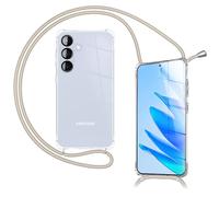 NALIA Coque Cordon pour Samsung Galaxy S25 FE - Housse Hybride Transparente & Lanière - HANGIT Pro (Dos Anti-Jaunissement & Réglable) - Marque Allemande, Couleur:Grès Beige