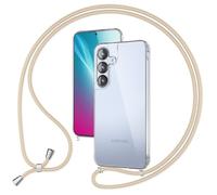 NALIA Coque Cordon pour Samsung Galaxy S25 - Housse Hybride Transparente & Lanière - HANGIT Pro (Dos Anti-Jaunissement & Réglable) - Marque Allemande, Couleur:Grès Beige