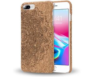 NALIA Coque en Liège Compatible avec iPhone 8 Plus / 7 Plus, Fine Aspect Bois Hard-Case Cover Housse Protection Premium Etui, Slim Telephone Bumper Mince Rigide Facile, Designs:Cork Mandala