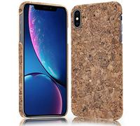 NALIA Coque en Liège Compatible avec iPhone X XS, Ultra-Fine Aspect Bois Hard-Case Cover Housse Protection Premium Etui, Slim Telephone Portable Bumper Mince Rigide Facile, Motiv:Dark Cork