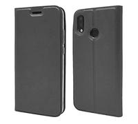 NALIA Coque Flip-Case Compatible avec Huawei P20 Lite, Fine Magnétique Housse Protection Avant & Arrière Cover Etui en Cuir Synthétique, Anti-Choc Bumper Rigide Mince Résistant, Couleur:Gris Noir