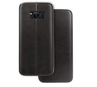 NALIA Coque Flip Case Compatible avec Samsung Galaxy S8, Fine Magnétique Housse Protection Avant & Arrière Cover Etui en Cuir Vegan Synthétique, Slim Anti-Choc Bumper Rigide Mince Résistant - Noir