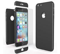 NALIA Coque Integrale Compatible avec iPhone 6 6S, Ultra-Fine Housse Avant & Arrière Protection avec Verre Trempe, Rigide Mince 360-Degrées Cover Etui Premium Hard-Case Bumper, Couleur:Noir