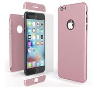 NALIA Coque Integrale Compatible avec iPhone 6 Plus / 6S Plus, Ultra-Fine Housse Avant & Arrière Protection avec Verre Trempe, Mince 360-Degrées Cover Etui Slim Hard-Case Bumper, Couleur:Rose Gold Or