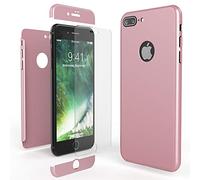 NALIA Coque Integrale Compatible avec iPhone 7 Plus, Fine Housse Avant & Arrière Protection avec Verre Trempe, Rigide Mince 360-Degrées Cover Etui Slim Premium Hard-Case Bumper, Couleur:Rose Gold Or