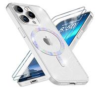 NALIA Coque Magnétique Paillette pour iPhone 14 Pro Max - Compatible MagSafe & 2X Verre - BLYZE (Dos Anti-Jaunissement & Bumper Silicone) - Marque Allemande