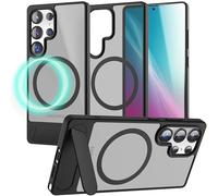 NALIA Coque Magnétique pour Samsung Galaxy S25 Ultra - Support Pliable & Protection - Triton (Transparente Mate & Hybride) - Marque Allemande, Couleur:Noir Basalte