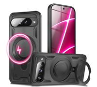 NALIA Coque Magnétique Robuste pour Google Pixel 10 - Bague Support 360° & Compatible MagSafe - STORMGUARD (Etui Outdoor) - Marque Allemande, Couleur:Noir Volcan